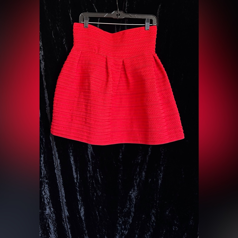 Vibrant Red Textured Skirt